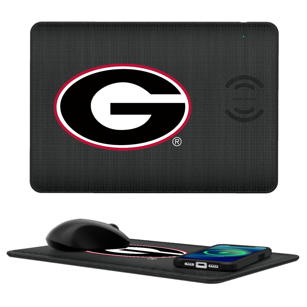 Georgia Bulldogs Linen 15-Watt Wireless Charger and Mouse Pad-0