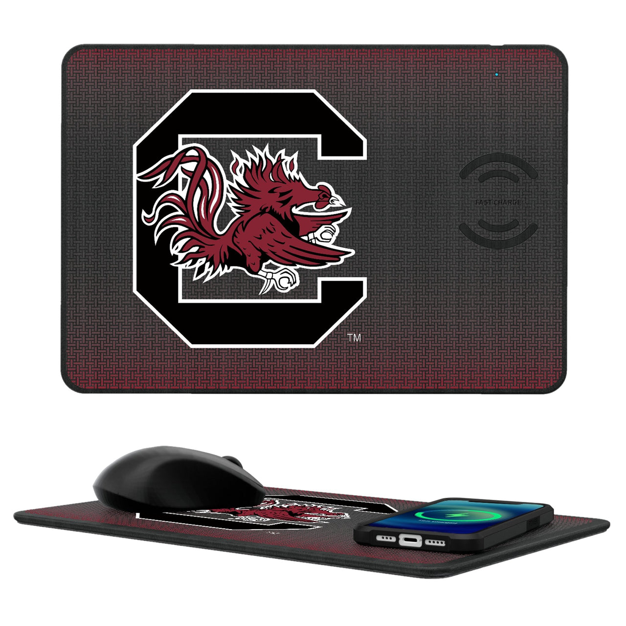 South Carolina Gamecocks Linen 15-Watt Wireless Charger and Mouse Pad-0