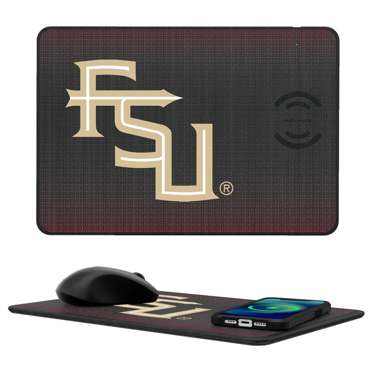 Florida State Seminoles Linen 15-Watt Wireless Charger and Mouse Pad-0