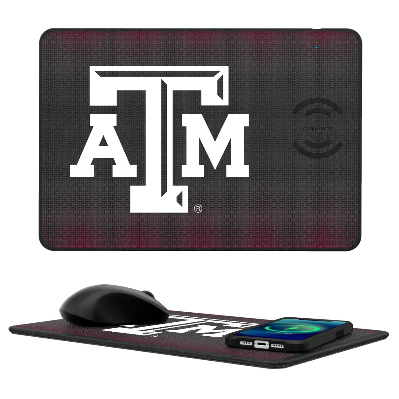 Texas A&M Aggies Linen 15-Watt Wireless Charger and Mouse Pad-0