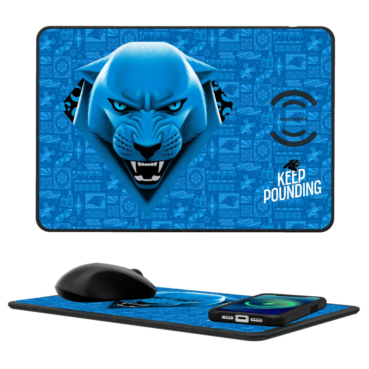 Carolina Panthers 2024 Illustrated Limited Edition 15-Watt Wireless Charger and Mouse Pad-0