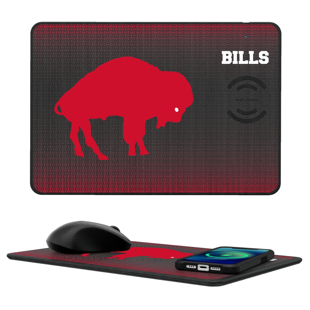 Buffalo Bills Historic Collection Linen 15-Watt Wireless Charger and Mouse Pad-0