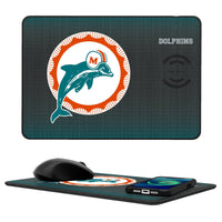 Thumbnail for Miami Dolphins 1966-1973 Historic Collection Linen 15-Watt Wireless Charger and Mouse Pad-0