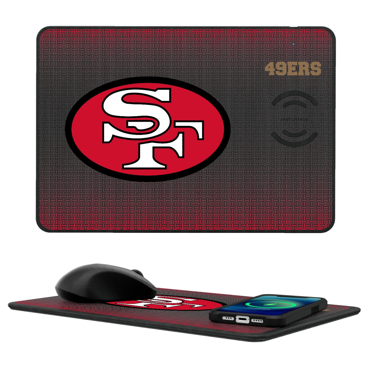 San Francisco 49ers Historic Collection Linen 15-Watt Wireless Charger and Mouse Pad-0