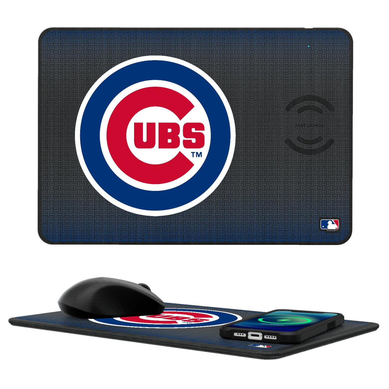 Chicago Cubs Linen 15-Watt Wireless Charger and Mouse Pad-0