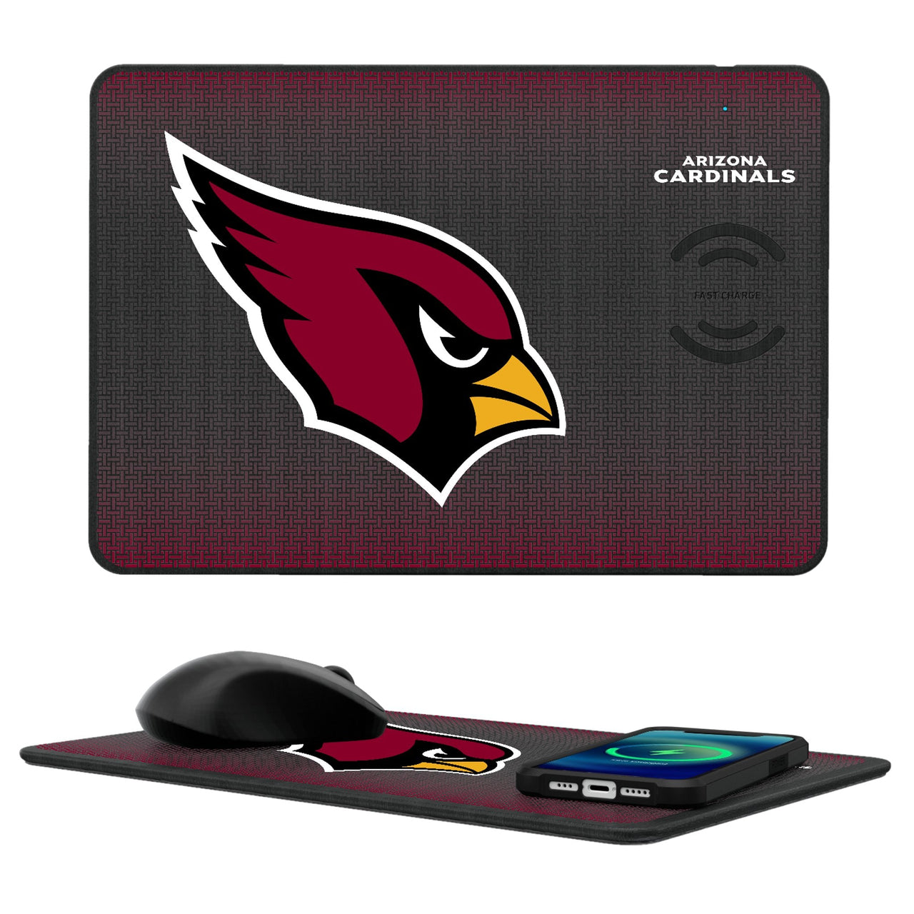 Arizona Cardinals Linen 15-Watt Wireless Charger and Mouse Pad-0