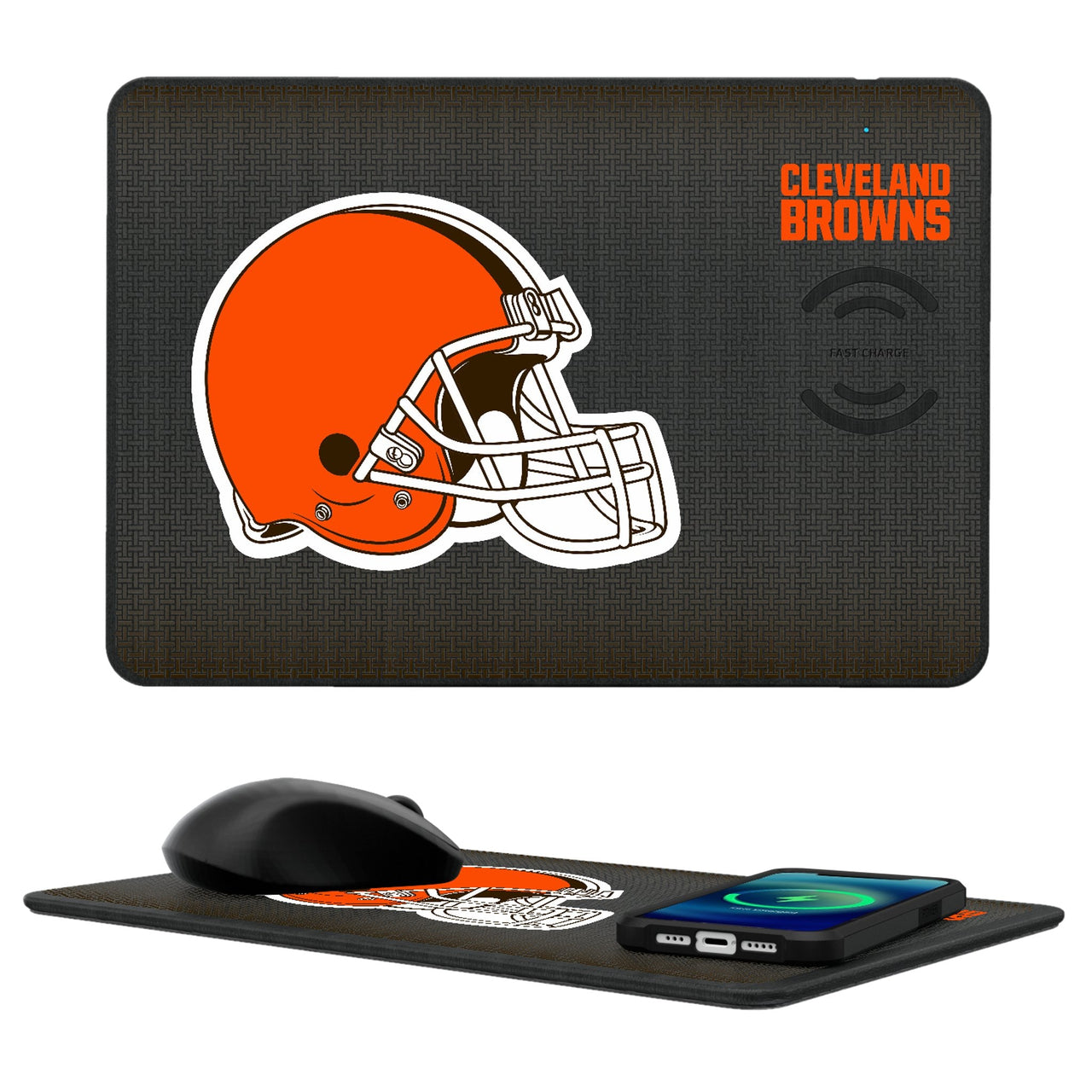 Cleveland Browns Linen 15-Watt Wireless Charger and Mouse Pad-0