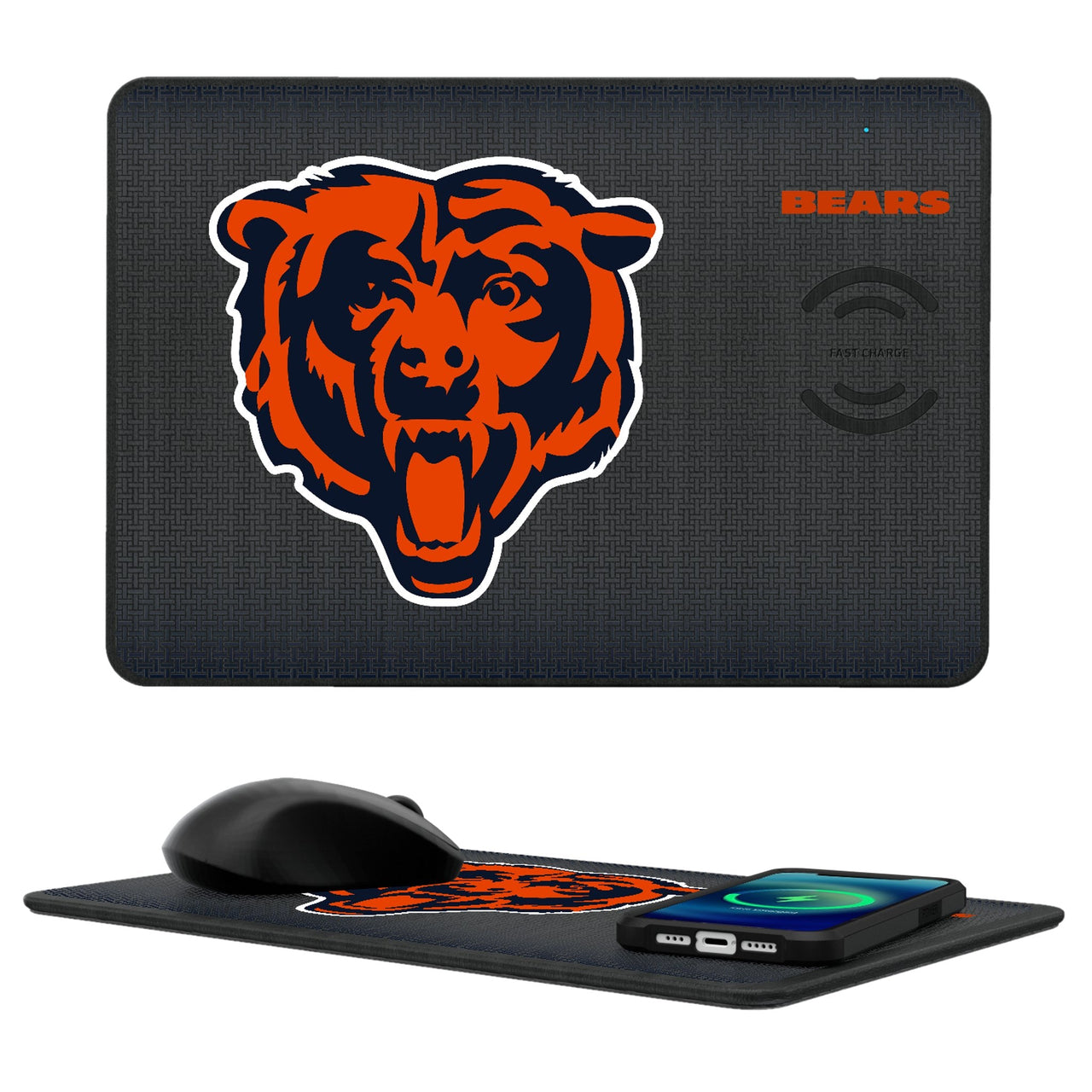 Chicago Bears Linen 15-Watt Wireless Charger and Mouse Pad-0