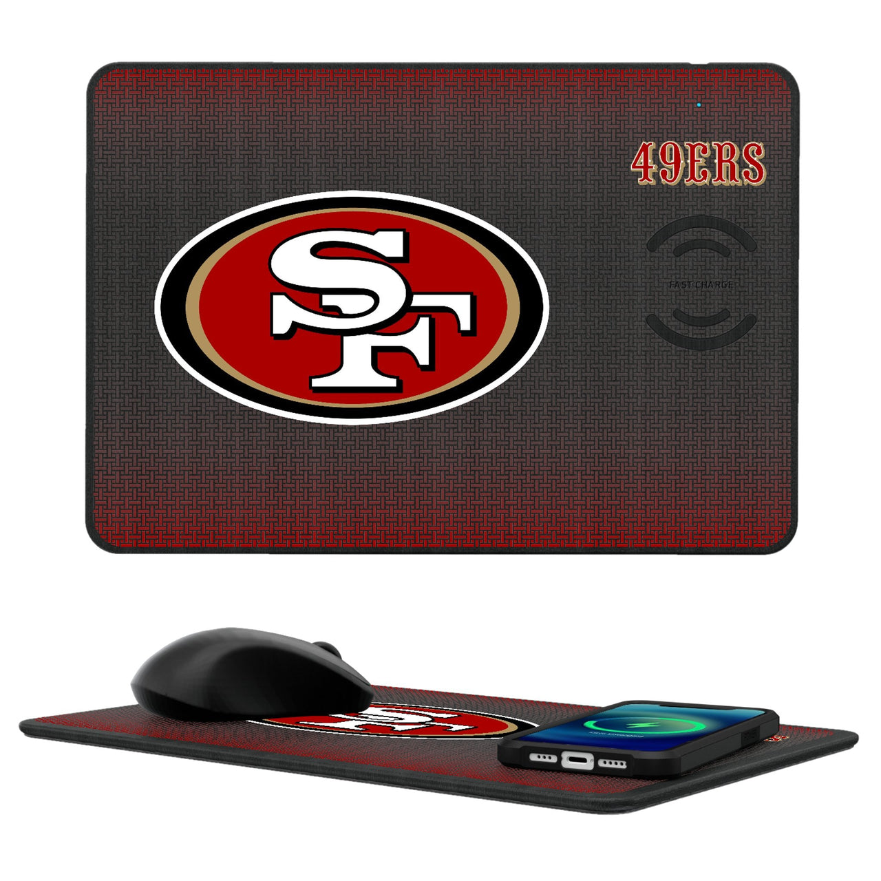 San Francisco 49ers Linen 15-Watt Wireless Charger and Mouse Pad-0