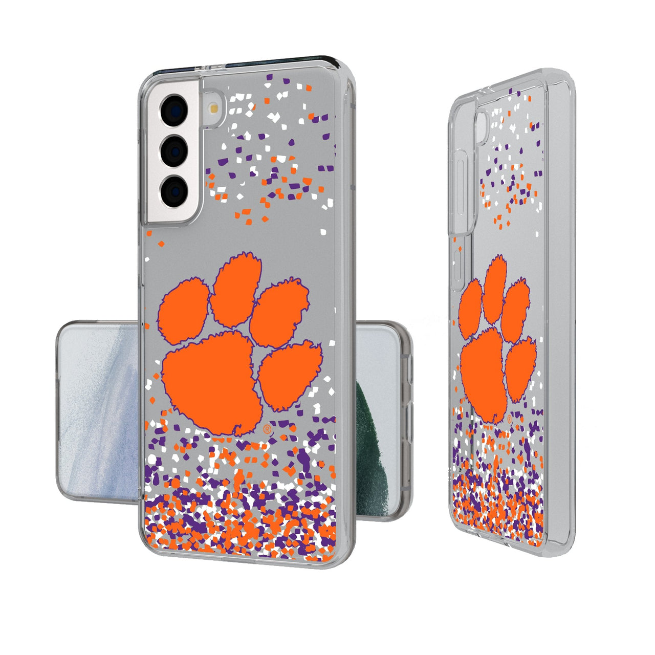 Clemson University Tigers Confetti Clear Phone Case-0