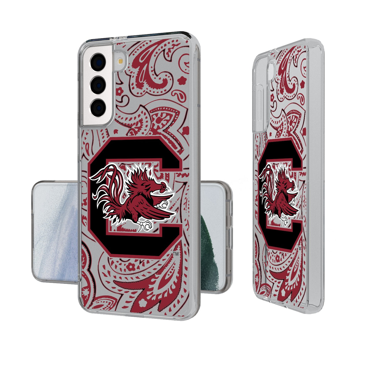 University of South Carolina Gamecocks Paisley Clear Phone Case-0