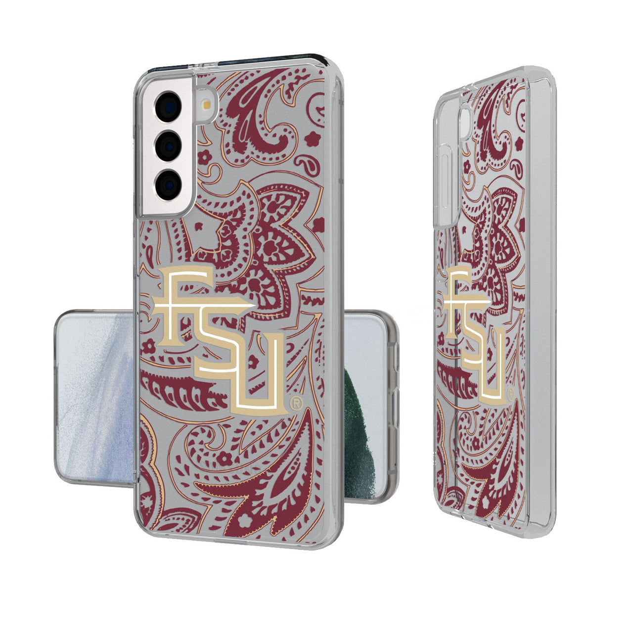 Florida State University Seminoles Athletic Wordmark Paisley Clear Phone Case-0