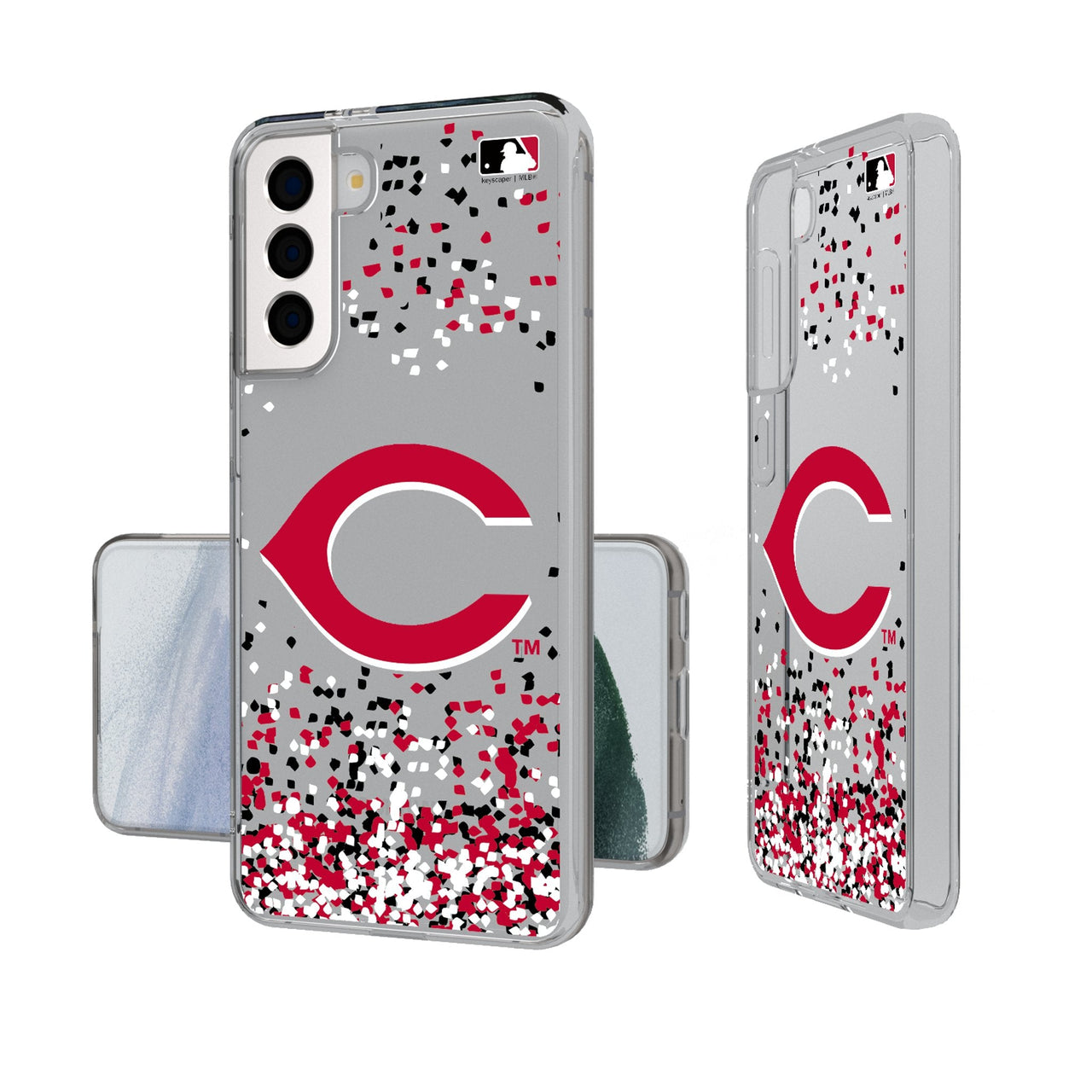 Cincinnati Reds Confetti Clear Phone Case-0