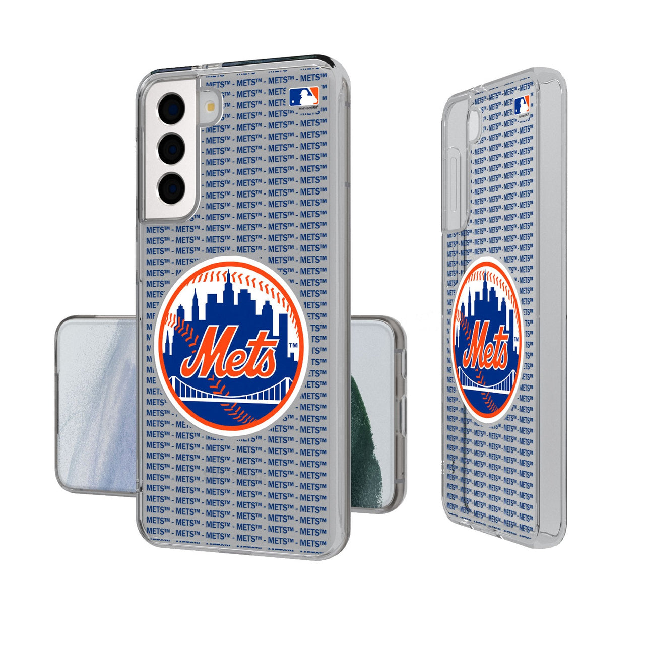 New York Mets Text Backdrop Clear Phone Case-0