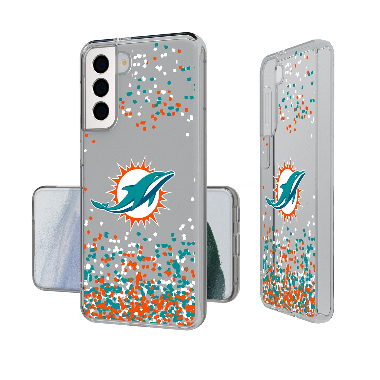 Miami Dolphins Confetti Clear Phone Case-0