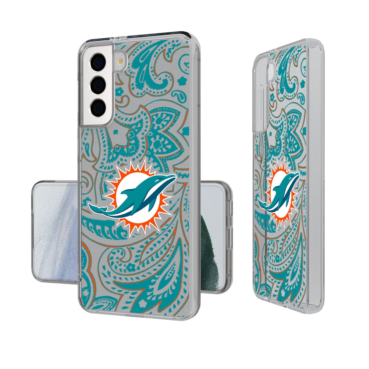 Miami Dolphins Paisley Clear Phone Case-0