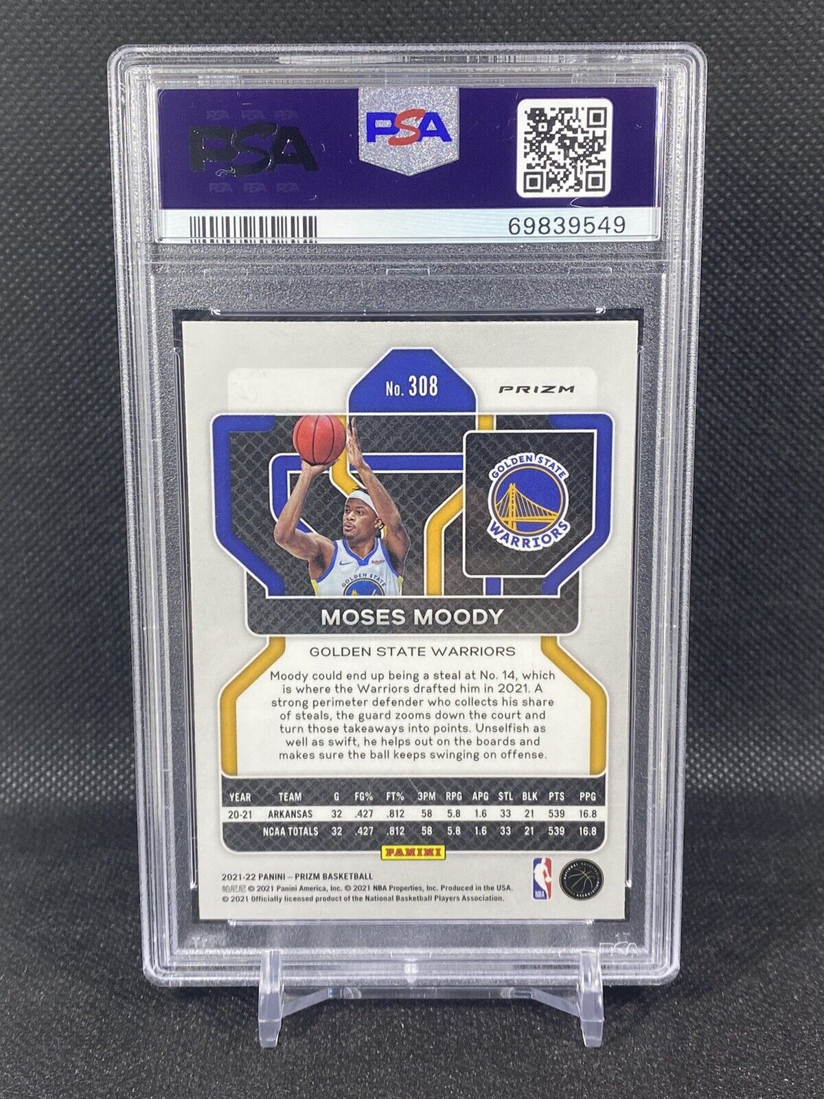 2021-22 prizm Ruby Wave Moses Moody psa 9 rc rookie