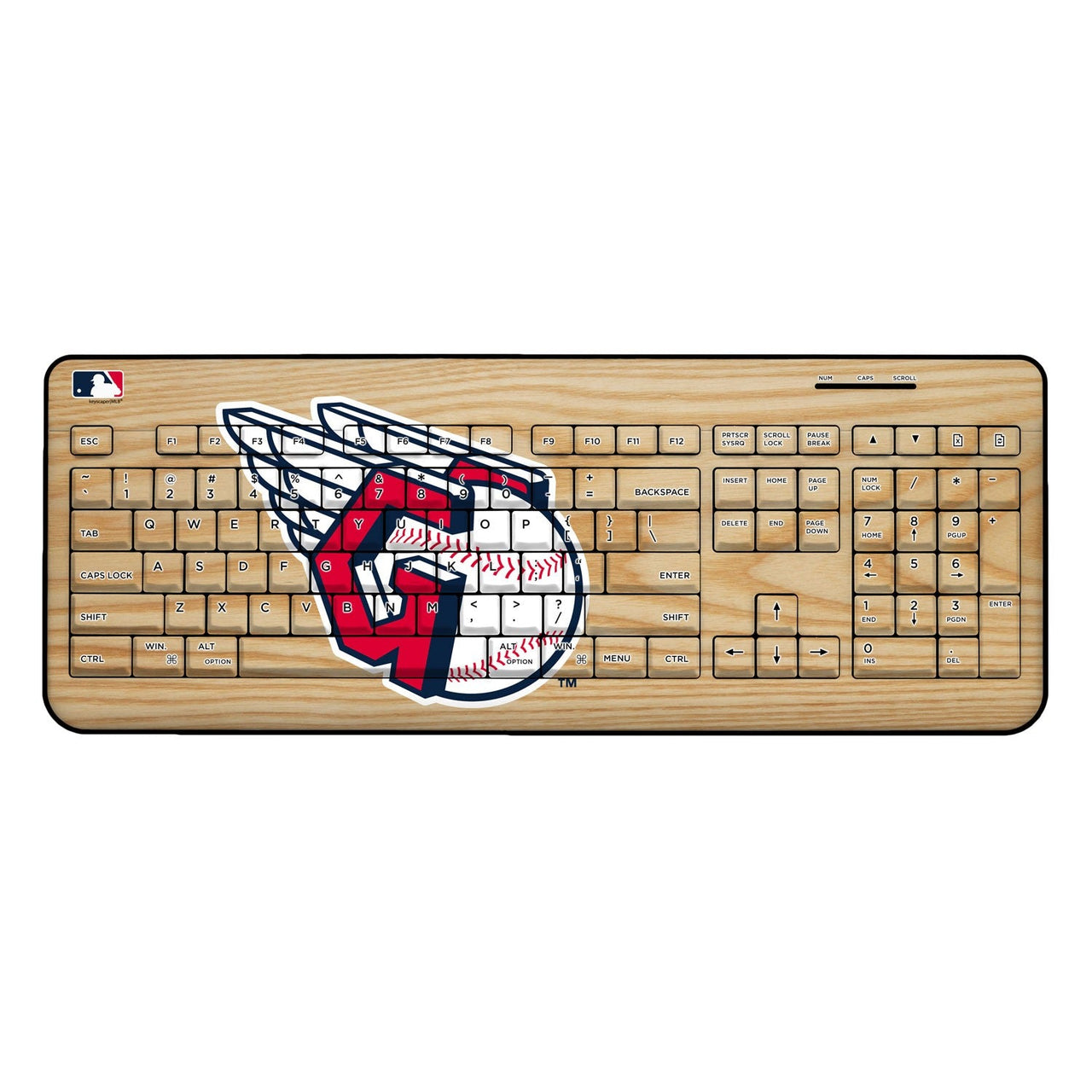 Cleveland Guardians Wood Bat Wireless USB Keyboard-0