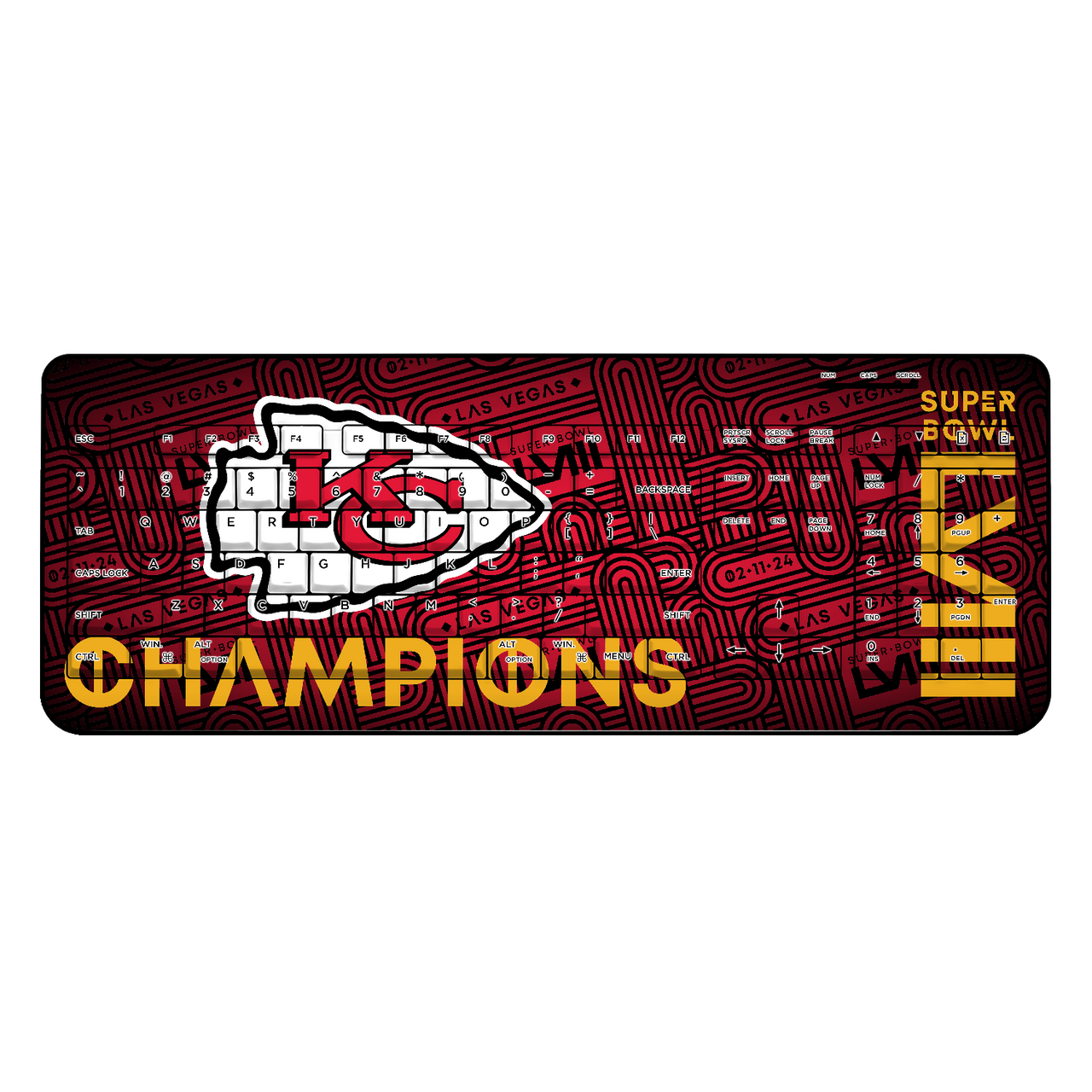 Kansas City Chiefs 2024 Super Bowl Wireless USB Keyboard-0