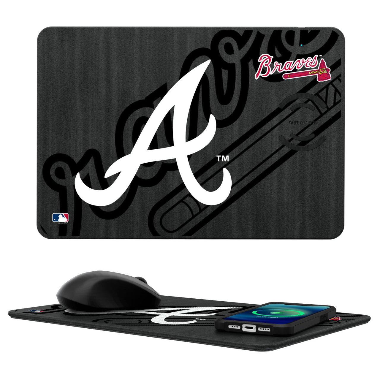 Atlanta Braves Tilt 15-Watt Wireless Charger and Mouse Pad-0