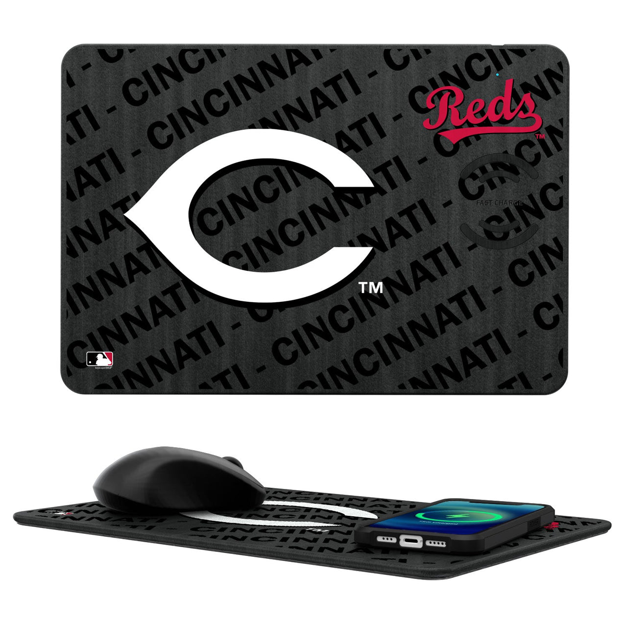 Cincinnati Reds Tilt 15-Watt Wireless Charger and Mouse Pad-0