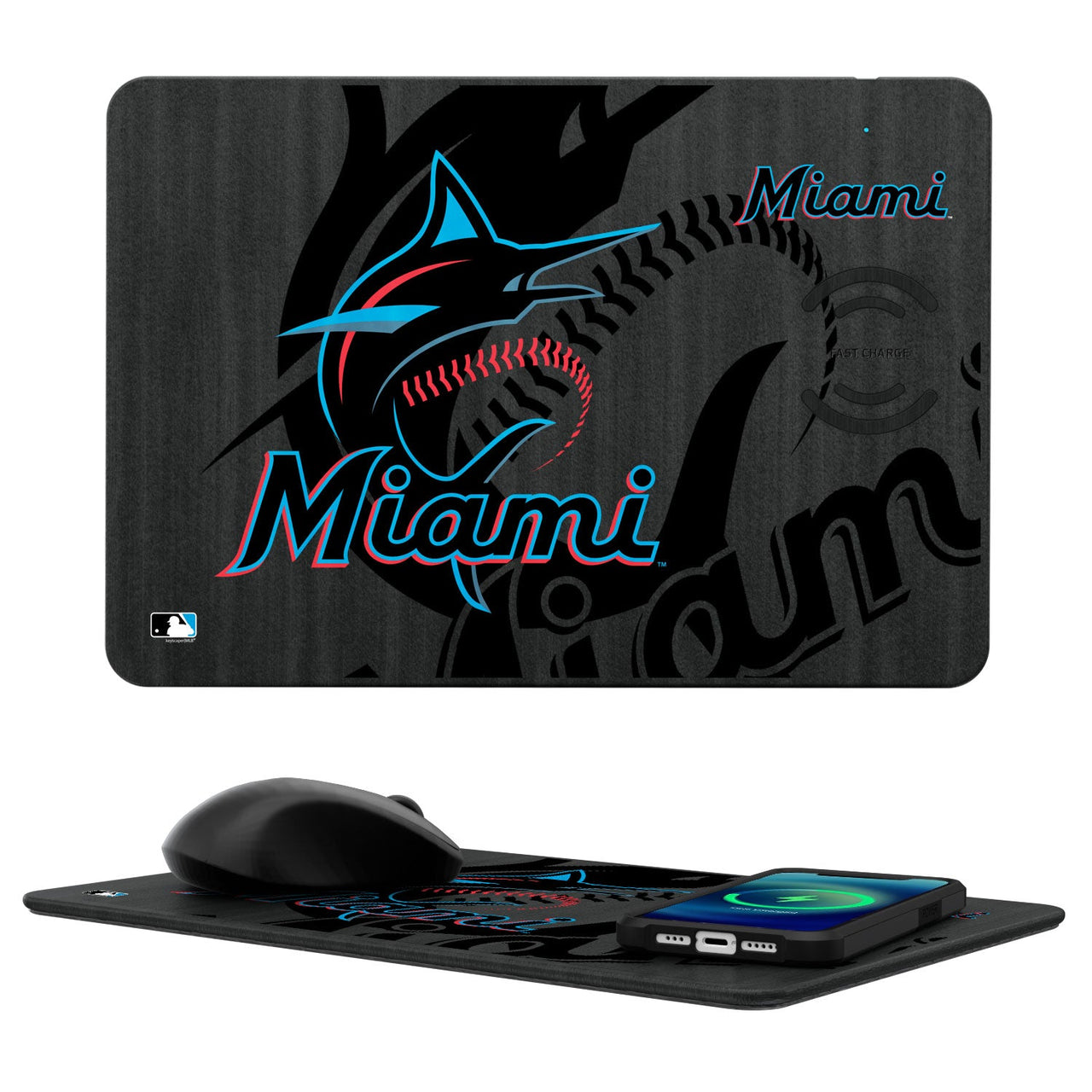 Miami Marlins Tilt 15-Watt Wireless Charger and Mouse Pad-0