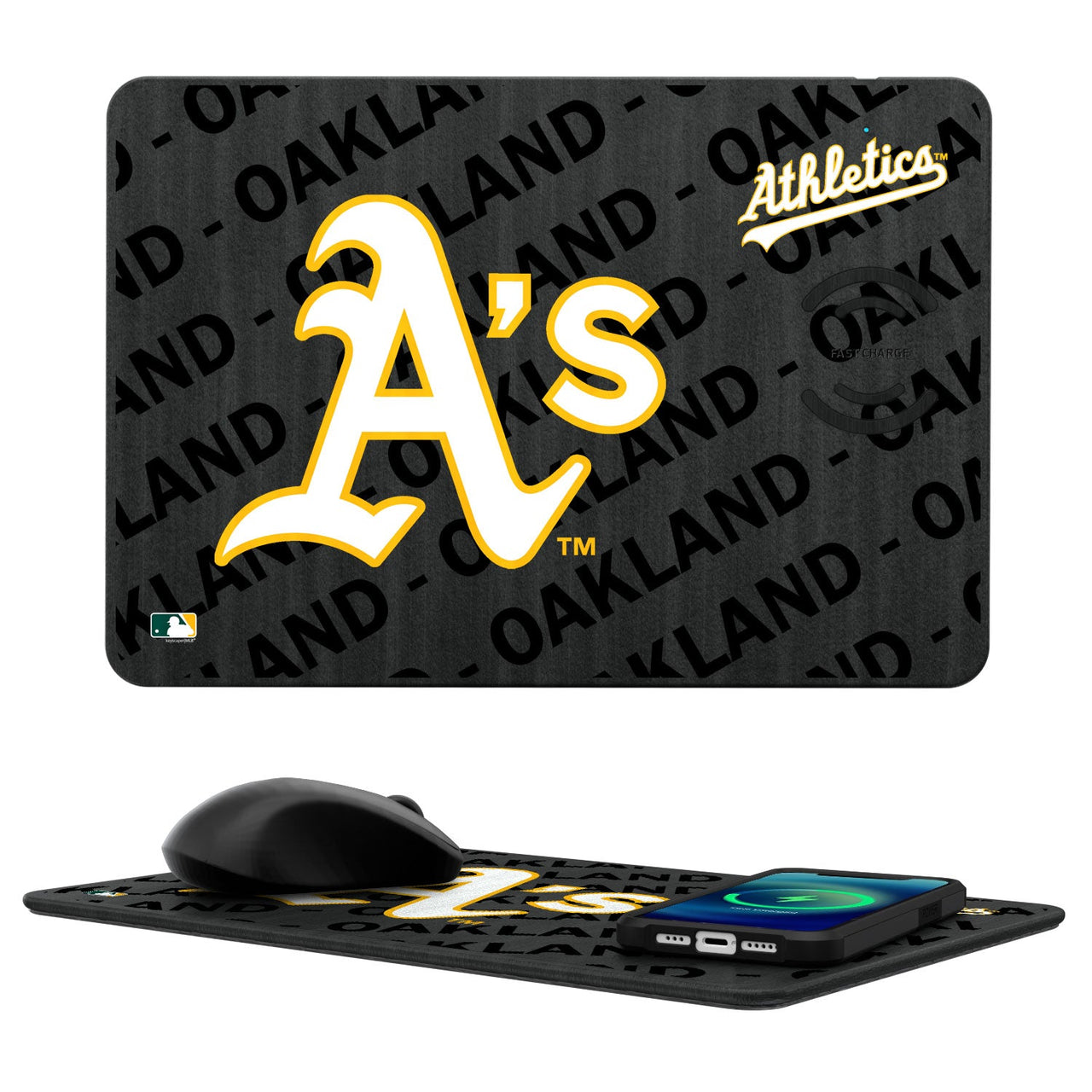 Oakland Athletics Tilt 15-Watt Wireless Charger and Mouse Pad-0