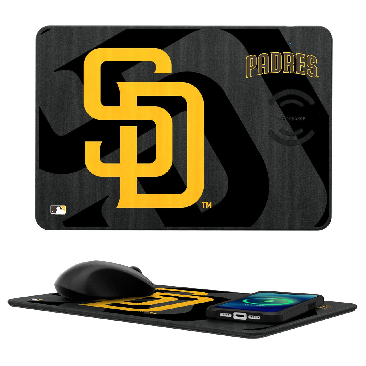 San Diego Padres Tilt 15-Watt Wireless Charger and Mouse Pad-0