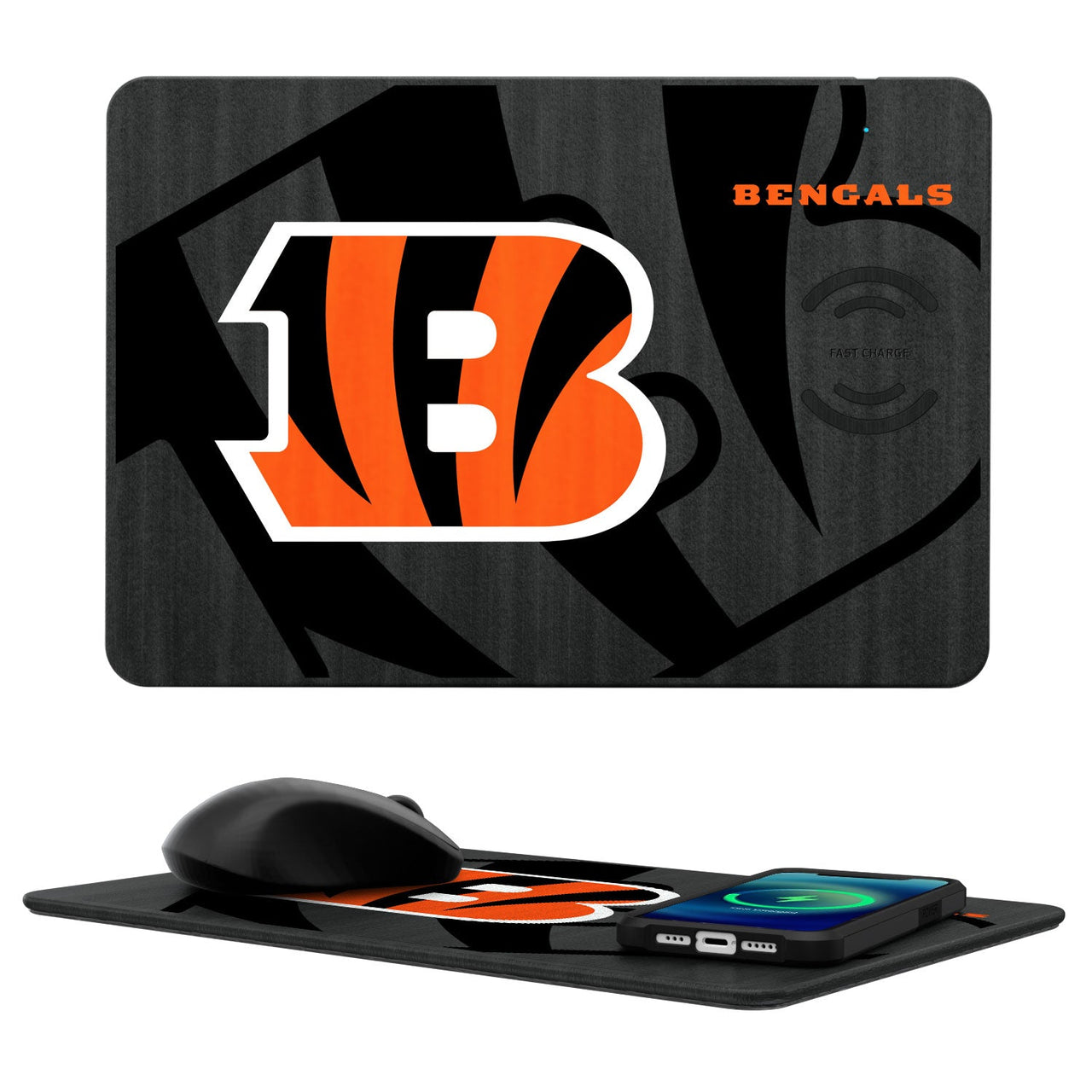 Cincinnati Bengals Tilt 15-Watt Wireless Charger and Mouse Pad-0