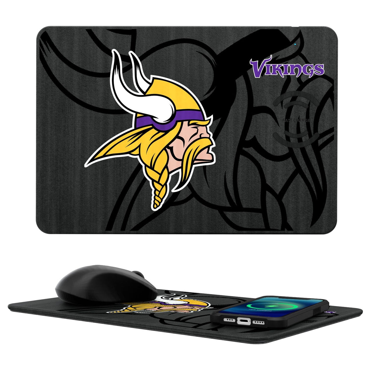 Minnesota Vikings Tilt 15-Watt Wireless Charger and Mouse Pad-0