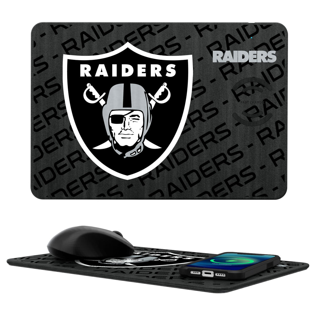 Las Vegas Raiders Tilt 15-Watt Wireless Charger and Mouse Pad-0