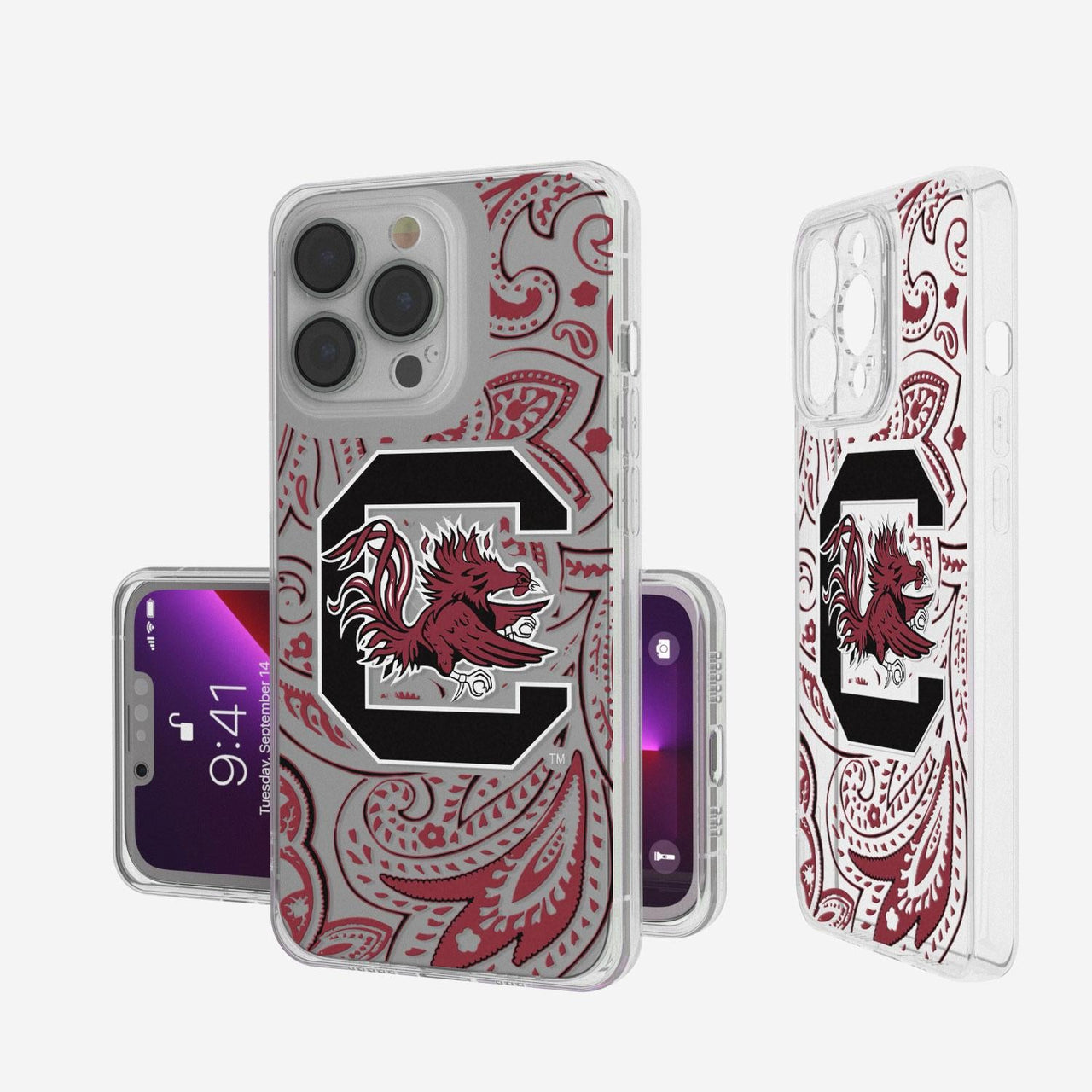 South Carolina Fighting Gamecocks Paisley Clear Case-0